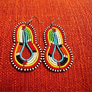 NEW African Handmade Beaded Earrings